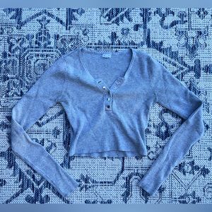 Garage Grey Long Sleeve Crop Top